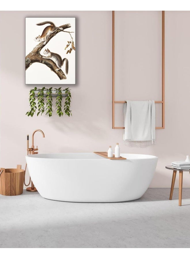 UPWOIGH Bathroom Wall Art Decor, Squirrels Brown Wall Art, Waterproof Wood Framed Canvas Wall Art Animals Abstract Prints, 12"x16" High-end Pictures for Dormitory Kids Room 1 Pack - Image 3