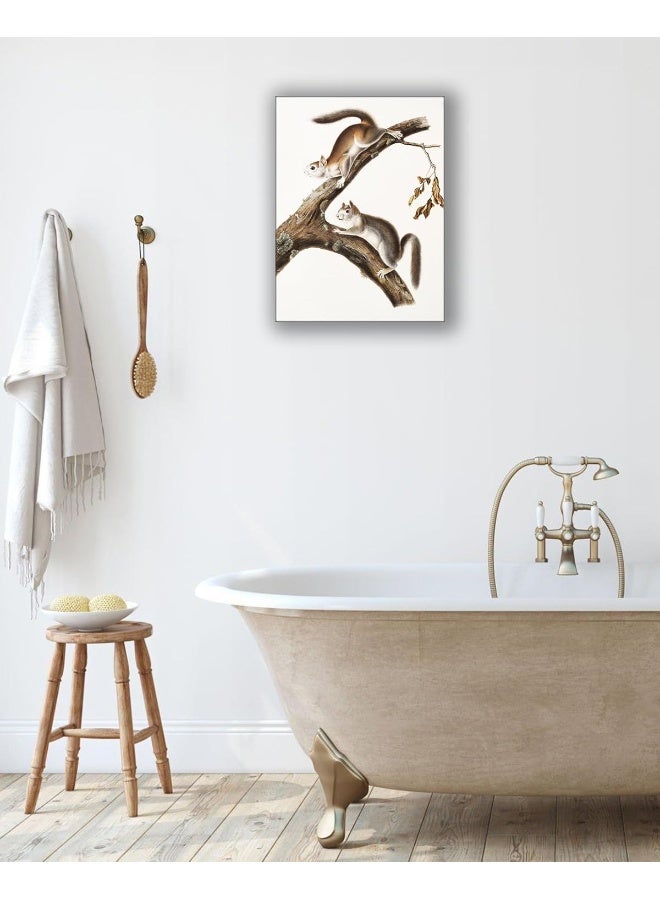 UPWOIGH Bathroom Wall Art Decor, Squirrels Brown Wall Art, Waterproof Wood Framed Canvas Wall Art Animals Abstract Prints, 12"x16" High-end Pictures for Dormitory Kids Room 1 Pack - Image 5
