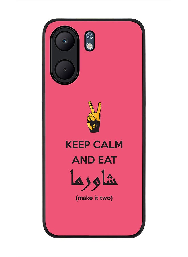 Stylizedd For Oppo A5x 5G / A5x 4G Case,Slim fit Camera Protection, Shockproof Thin Phone cover  - Keep Calm And Eat Shawarma (Pink)