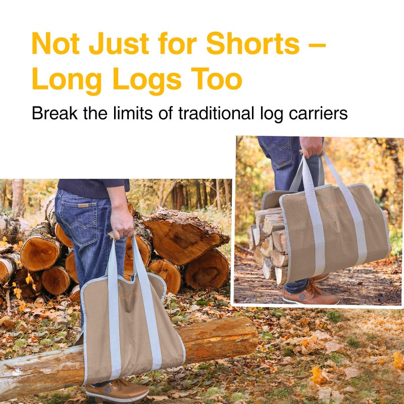 GALAFIRE Wood Carrier for Firewood with Handles, Foldable 16oz Canvas Firewood Sling Bag, Premium Quality Heavy Log Tote Firewood Tote - Image 3