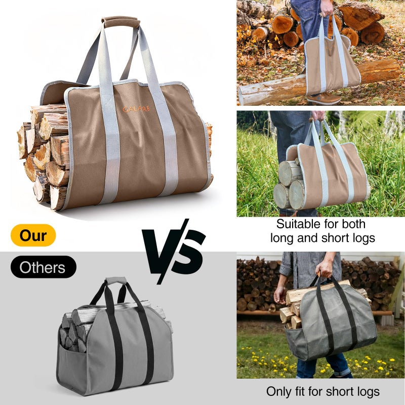 GALAFIRE Wood Carrier for Firewood with Handles, Foldable 16oz Canvas Firewood Sling Bag, Premium Quality Heavy Log Tote Firewood Tote - Image 4