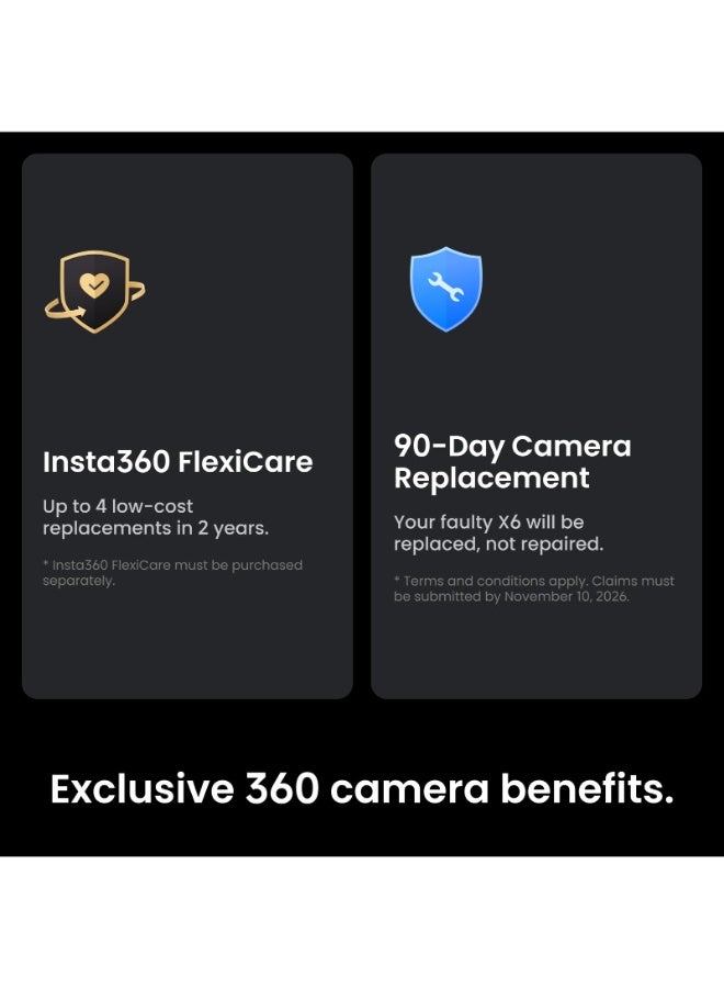 انستا 360 X6 360 Camera Standard Bundle | 8K Camera + Pouch + Cable + Lens Cloth, Dual 1" Sensors + Triple AI Chips, 140 mins @8K30fps Battery Life, Replaceable Lens, 20m WaterProofing - Arctic White - Image 3
