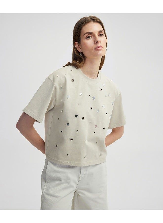 Ipekyol Embellished Cut-Out T-Shirt  - Image 1