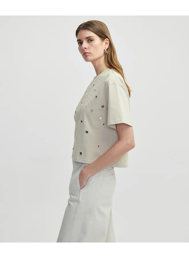 Ipekyol Embellished Cut-Out T-Shirt