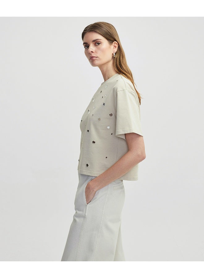 Ipekyol Embellished Cut-Out T-Shirt  - Image 3