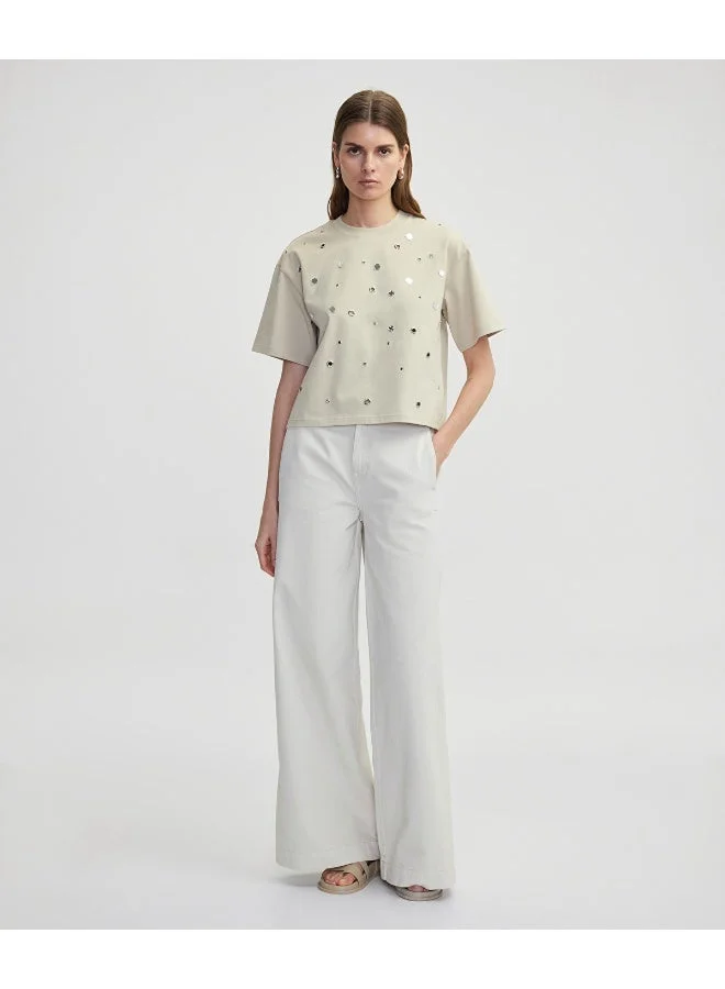 Ipekyol Relaxed Fit Embellished Cut-Out T-Shirt