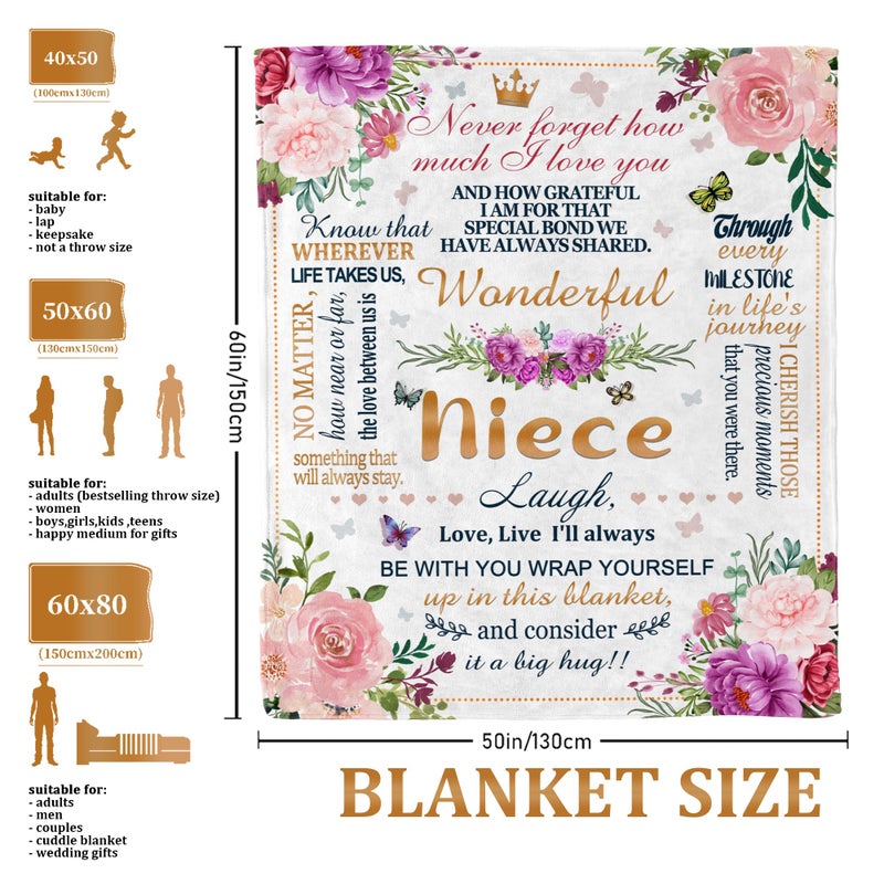 Lviliss Niece Gifts from Auntie, to My Nieces Birthday Gift from Uncle, Niece Gifts Blanket 60"x 50", Gift for Nieces from Aunt - Image 5