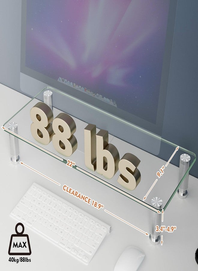 Hemudu Clear Computer Monitor Riser with Height Adjustable Multi Media Desktop Stand for Flat Screen LCD LED TV, Laptop/Notebook/Xbox One,HD01T-001 - Image 3