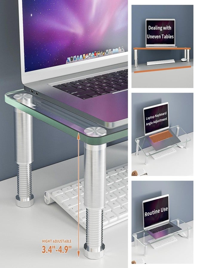 Hemudu Clear Computer Monitor Riser with Height Adjustable Multi Media Desktop Stand for Flat Screen LCD LED TV, Laptop/Notebook/Xbox One,HD01T-001 - Image 2