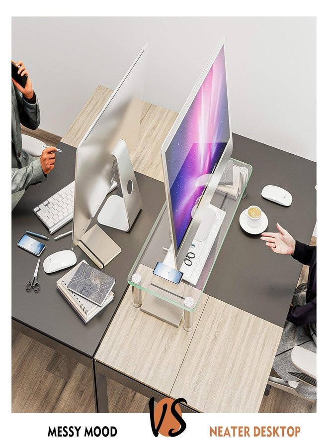Hemudu Clear Computer Monitor Riser with Height Adjustable Multi Media Desktop Stand for Flat Screen LCD LED TV, Laptop/Notebook/Xbox One,HD01T-001 - Image 4