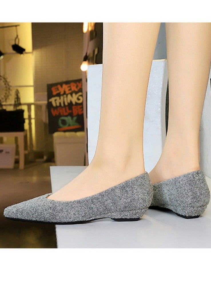 BIGTREE Women's Low Heel Wedge Pumps Comfortable Closed Pointed Toe Shoes Light Grey - Image 5