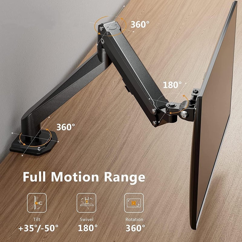 Fh Single Screen Stand, Gas Spring 13-32 Inch Monitor Arm, Bearing 2-9Kg Monitors, Vesa 100X100Mm, Tilt Swivel & Rotate For Home Office - Image 3