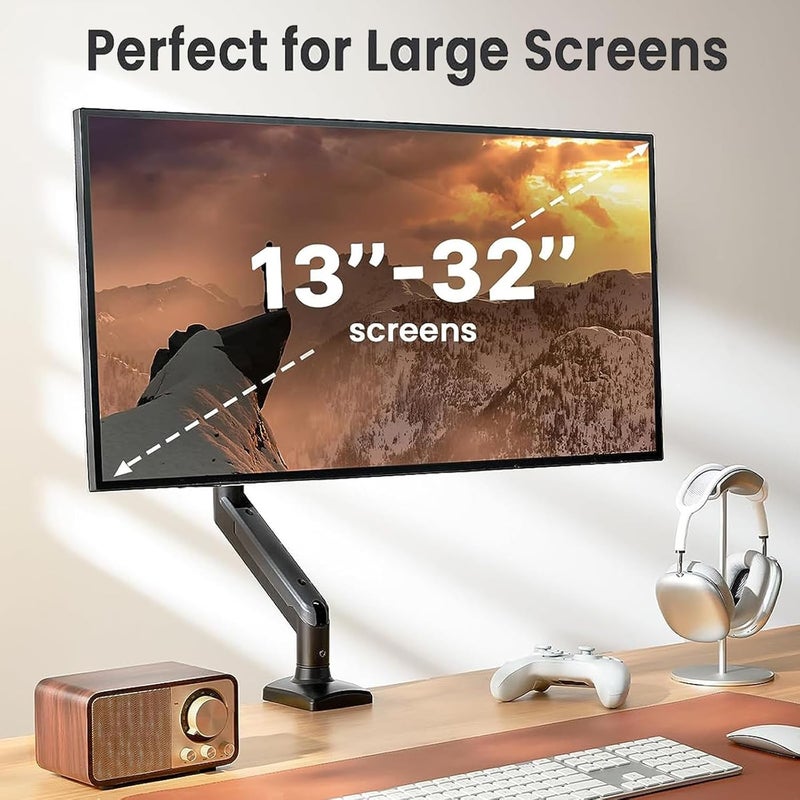 Fh Single Screen Stand, Gas Spring 13-32 Inch Monitor Arm, Bearing 2-9Kg Monitors, Vesa 100X100Mm, Tilt Swivel & Rotate For Home Office - Image 2