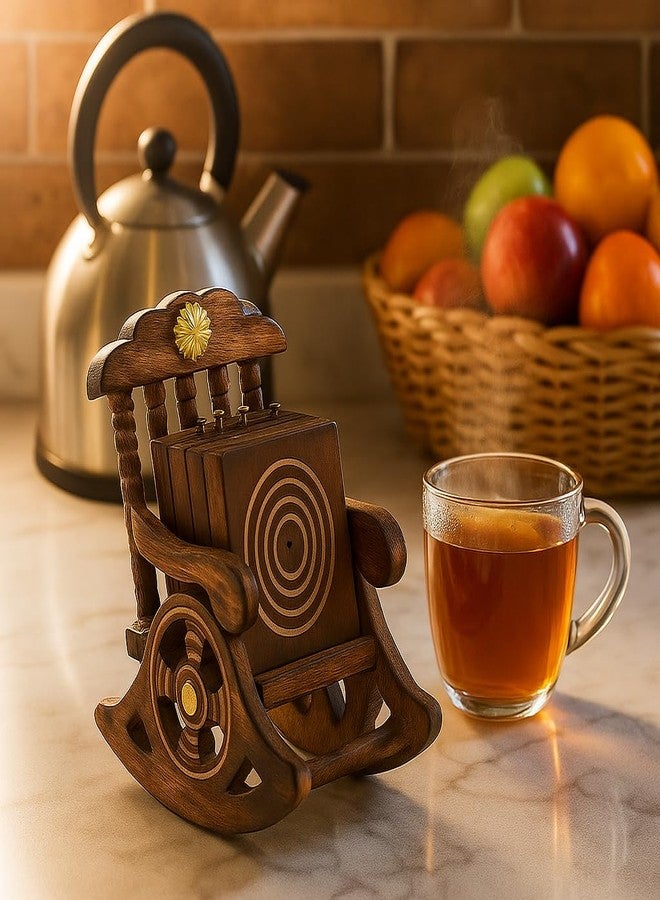 Kundi Wooden Antique Miniature Chair Shape Coaster Set | 6 Drink Coasters for Tea, Coffee, Hot & Cold Beverages | Tabletop Decor for Kitchen, Dining, Office & Restaurant - Image 5