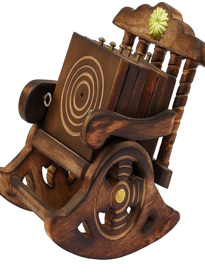 Kundi Wooden Antique Miniature Chair Shape Coaster Set | 6 Drink Coasters for Tea, Coffee, Hot & Cold Beverages | Tabletop Decor for Kitchen, Dining, Office & Restaurant - Image 3
