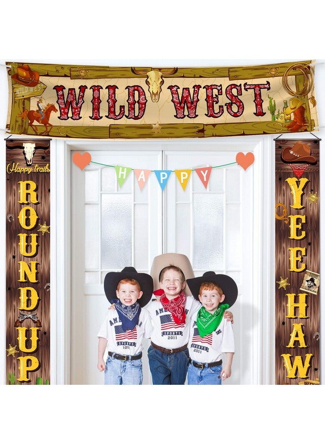 Blulu Cowboy Party Decorations Cowboy Banner Western Scene Setters for Cowboy Decorations Party Wooden House Barn Banner Western Party Supplies Wild West Backdrop Background 15.7 x 72 Inch - Image 4