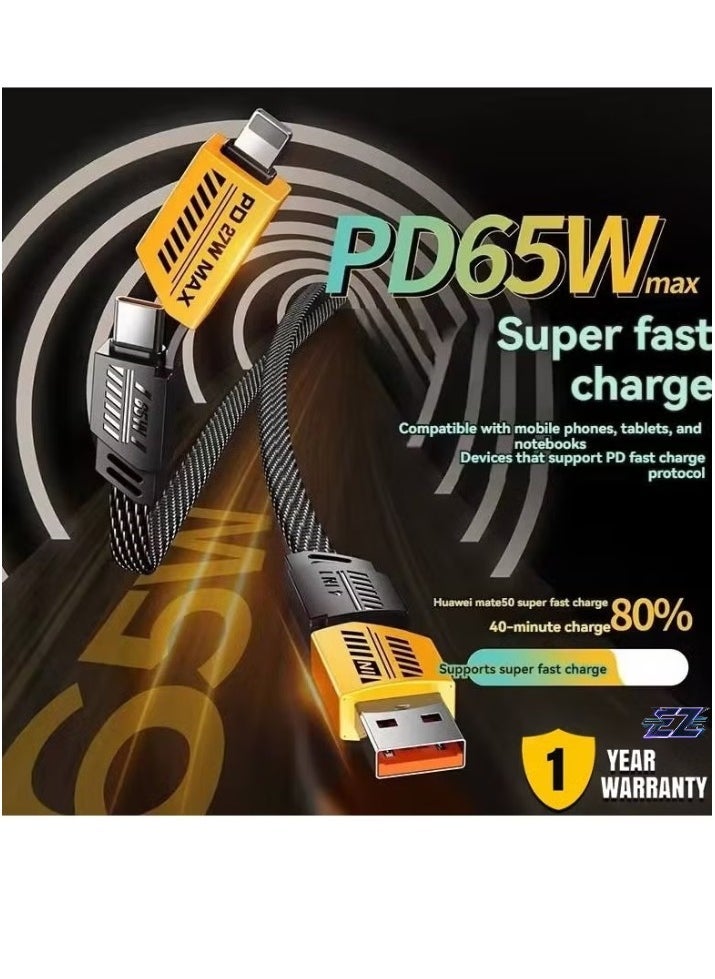ELTRAZONE Original Super-Fast Charging Cable | 65W 480 Mbps 4-in-1 USB A/Type C to Type C | 2m Tangle-Free Braided Cable | Multiport Charging for iPhones, iPads, Android Devices, Fast Data Transfer - Image 1