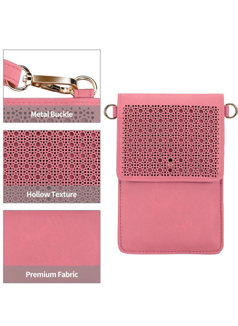 SYOSI Crossbody Phone Purse for Women, 6.4" Lightweight Leather Touchscreen Phone Bag Shoulder Cellphone Purses, Phone Wallet Case with Clear Window, Rose Red  - Image 2