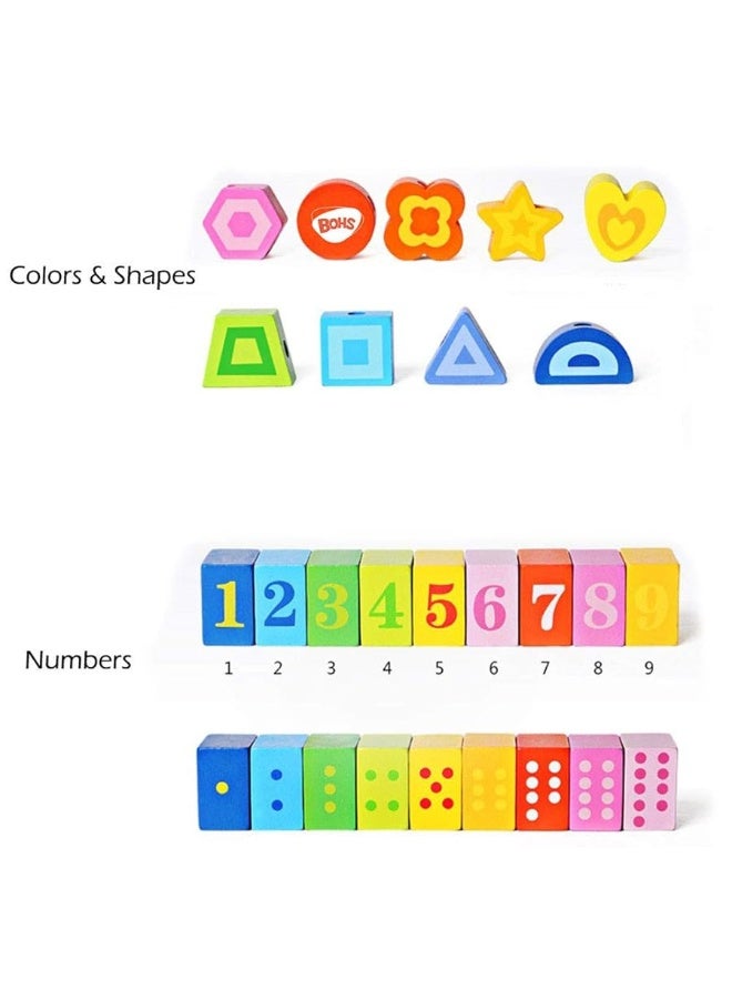 BOHS BOHS Caterpillar Lacing Blocks - Threading & Stacking - Toddler Learn Counting, Numbers and Shapes- Baby Kids Fine Motor Skills Toys  - Image 3
