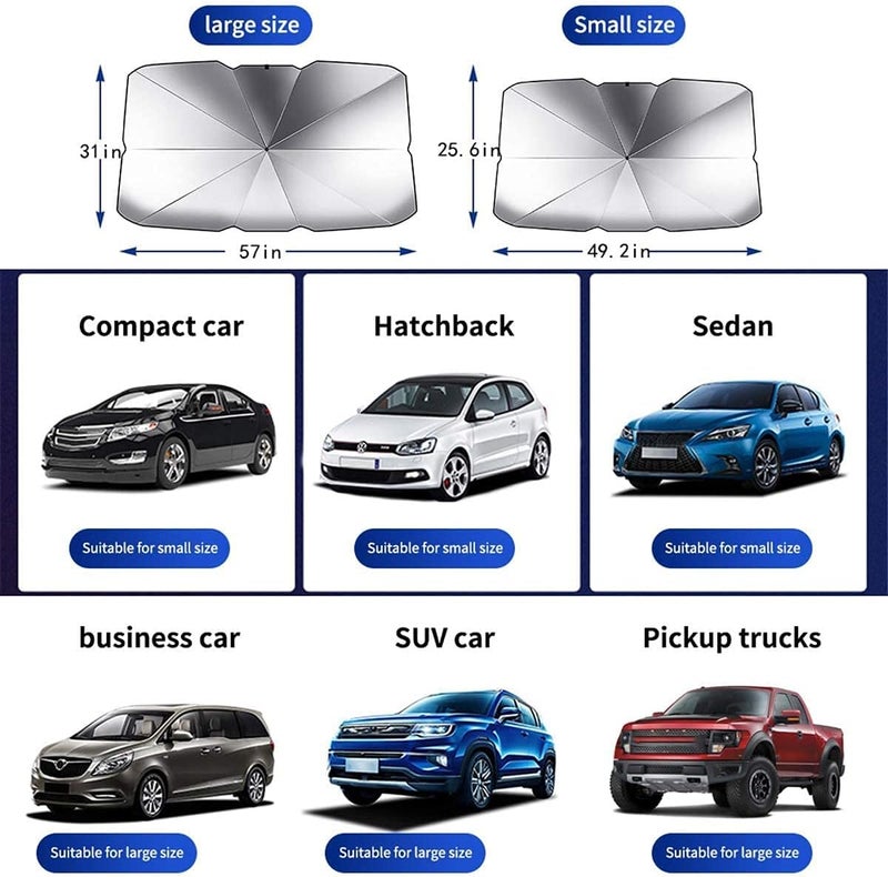 sulfar SCIENISH Car Umbrella Sun Shade Cover, Foldable Sun Shades Car for Windshield Parasol to Keep Your Vehicle Cool and Damage Free, Block Heat UV Rays Sun Visor Protector, Easy to Use (50*25 Inch) - Image 5