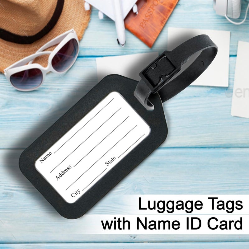 SNDIA 6 حزمة علامات الأمتعة مع حزام، علامات ذكية لحقائب السفر، حقائب المدرسة لتسهيل التعرف على الحقائب - أسود - Image 4
