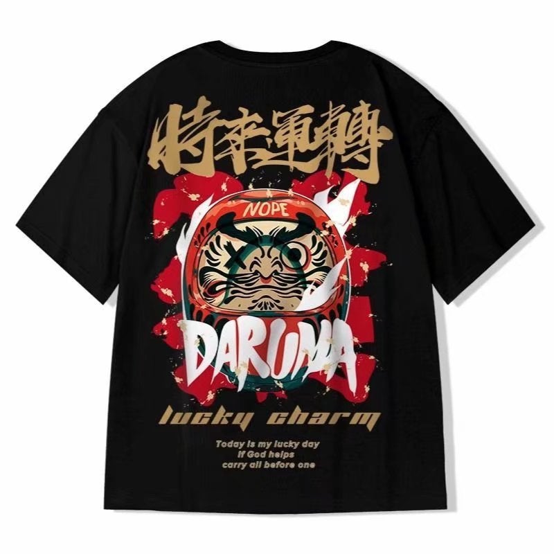 National Trendy Men'S T-Shirt Chubby Trendy Brand Plus Size Plus Size Hip-Hop Loose Short-Sleeved Top Hong Kong Style Instagram Style Half-Sleeved T-Shirt - Image 1