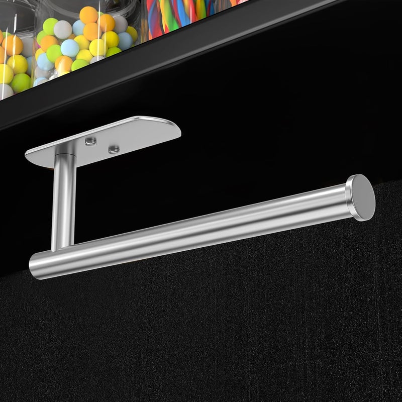 VAEHOLD Adhesive Paper Towel Holder Under Cabinet Mount, Wall Mounted Paper Towel Roll Holder for Kitchen Paper Towel, SUS304 Stainless Steel（Silvery） - Image 4