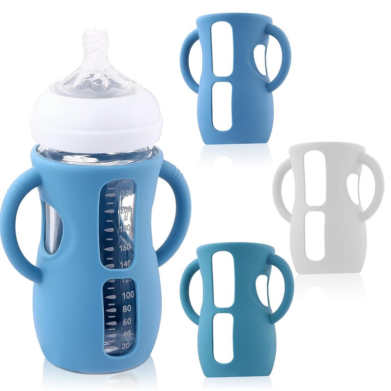 Hranio Silicone Bottle Covers Silicone Sleeve for Avent Natural Glass Baby Bottles Fits Philips Avent Glass Bottle Sleeve Phillips Avent Glass Bottles 8oz 3 Pcs - Image 1