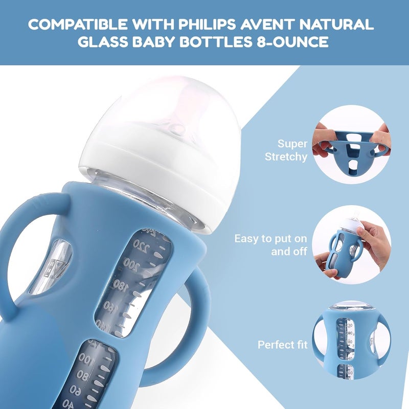 Hranio Silicone Bottle Covers Silicone Sleeve for Avent Natural Glass Baby Bottles Fits Philips Avent Glass Bottle Sleeve Phillips Avent Glass Bottles 8oz 3 Pcs - Image 3