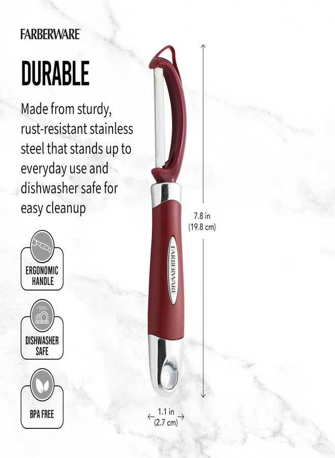 Farberware Euro Peeler, a Kitchen Essential for Quick and Easy Peeling of Produce, Chocolate, Cheeses and More, Features Hang-Hole for Easy Storage, Dishwasher Safe, Red - Image 2