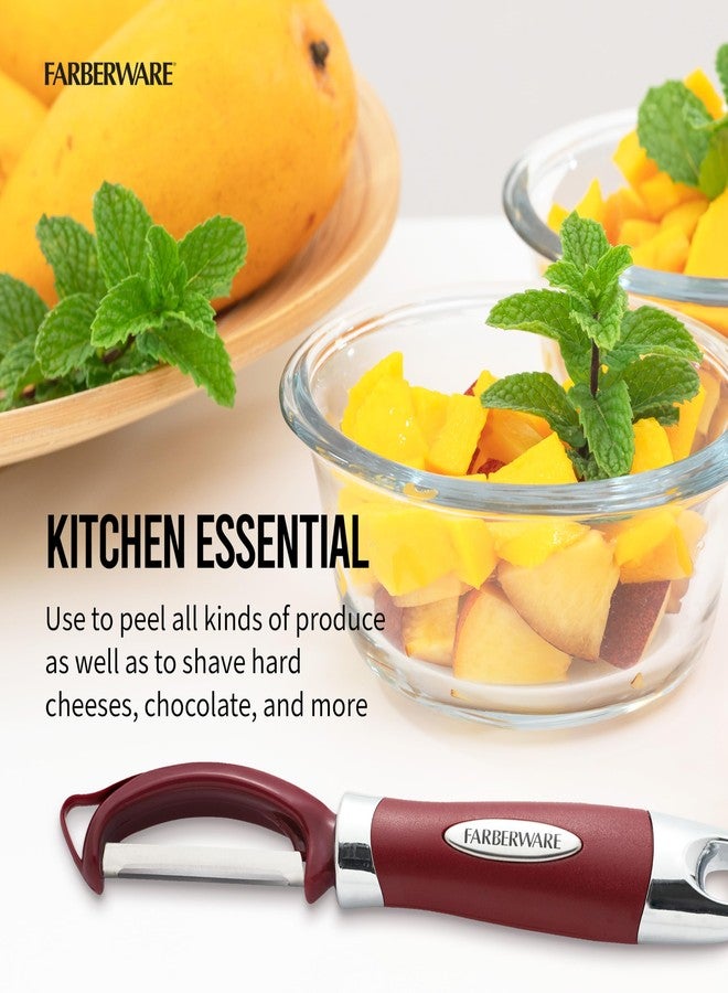 Farberware Euro Peeler, a Kitchen Essential for Quick and Easy Peeling of Produce, Chocolate, Cheeses and More, Features Hang-Hole for Easy Storage, Dishwasher Safe, Red - Image 3