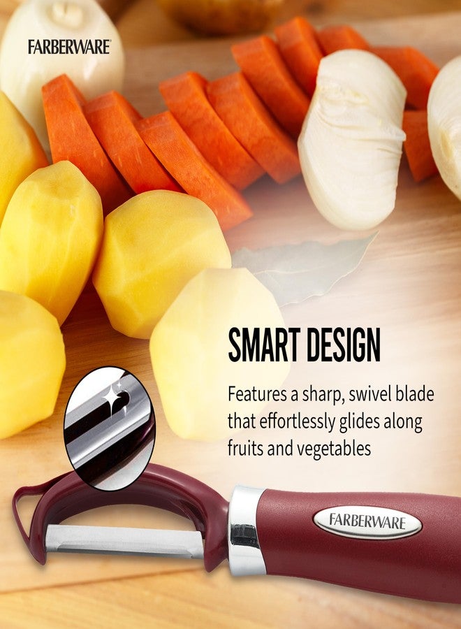 Farberware Euro Peeler, a Kitchen Essential for Quick and Easy Peeling of Produce, Chocolate, Cheeses and More, Features Hang-Hole for Easy Storage, Dishwasher Safe, Red - Image 4