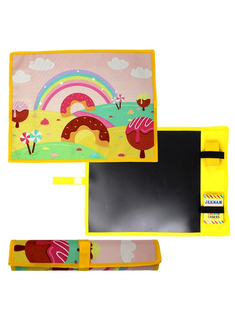 The Rosette Imprint The Rosette Imprint Rollup Table Mat Placement Mat Blackboard for Kids Children Candyland Design  - Image 1