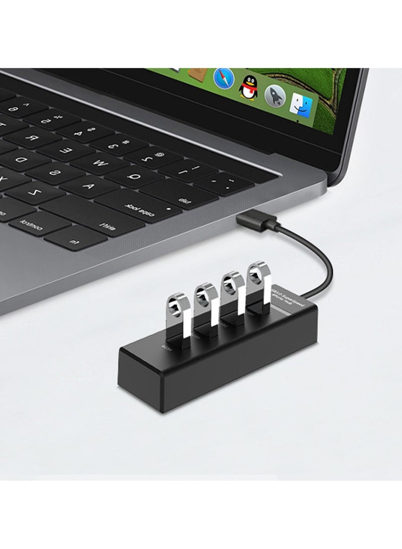 4 Port USB 3.0 Hub 480MGbps Converter Cable Adapter Black  - Image 5