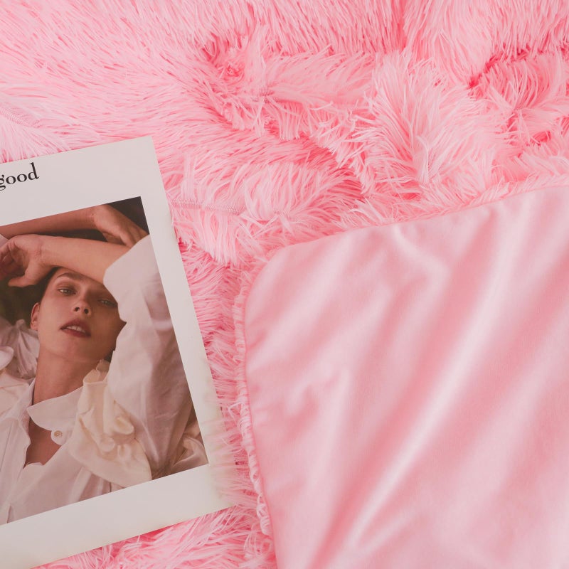 HAIHUA Pink Faux Fur Throw Blanket, Pink 50" x 60" Fluffy Blanket Throw, Shaggy Plush Decorative Couch Blanket, Cute Furry Throw Holidy Fuzzy Lap Blanket for Kids Women Men Teen Girls - Image 5