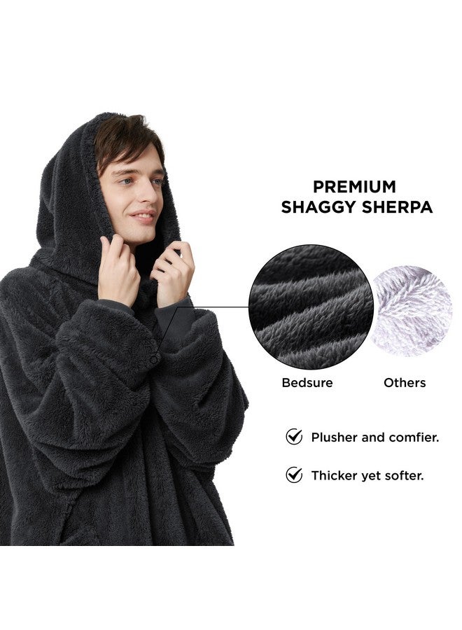 Bedsure Bedsure Wearable Blanket Hoodie Mothers Day Gifts for Women, Warm Cozy Hoodie Blanket Sweatshirt for Adult Women Men, Charcoal, Oversized - Image 1
