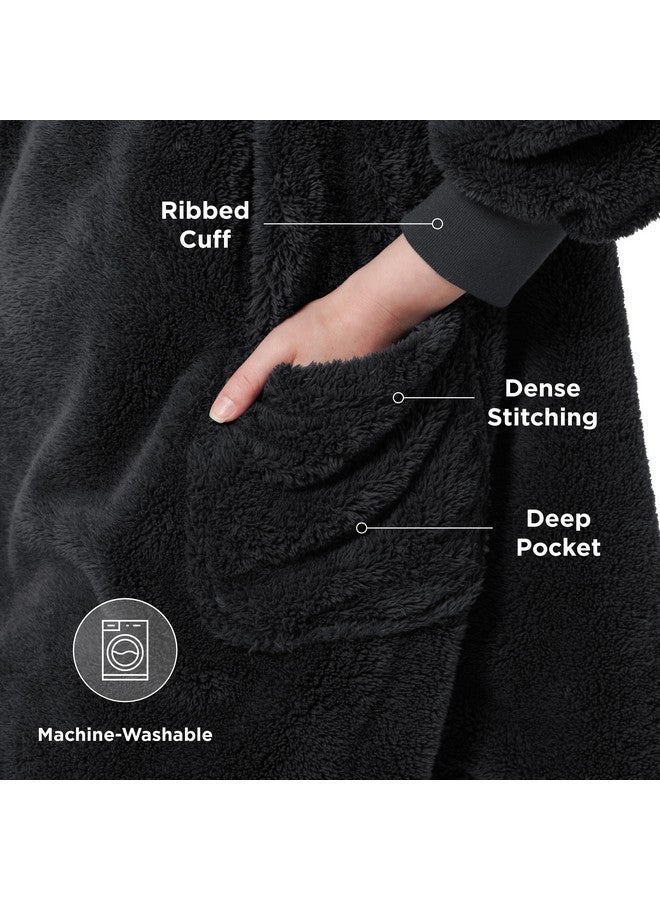 Bedsure Bedsure Wearable Blanket Hoodie Mothers Day Gifts for Women, Warm Cozy Hoodie Blanket Sweatshirt for Adult Women Men, Charcoal, Oversized - Image 2
