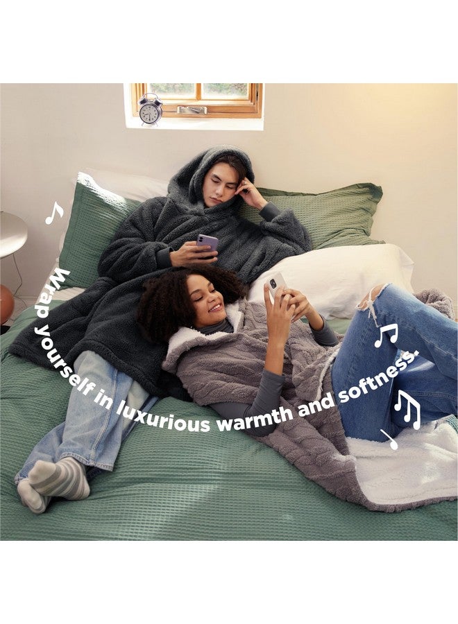 Bedsure Bedsure Wearable Blanket Hoodie Mothers Day Gifts for Women, Warm Cozy Hoodie Blanket Sweatshirt for Adult Women Men, Charcoal, Oversized - Image 3