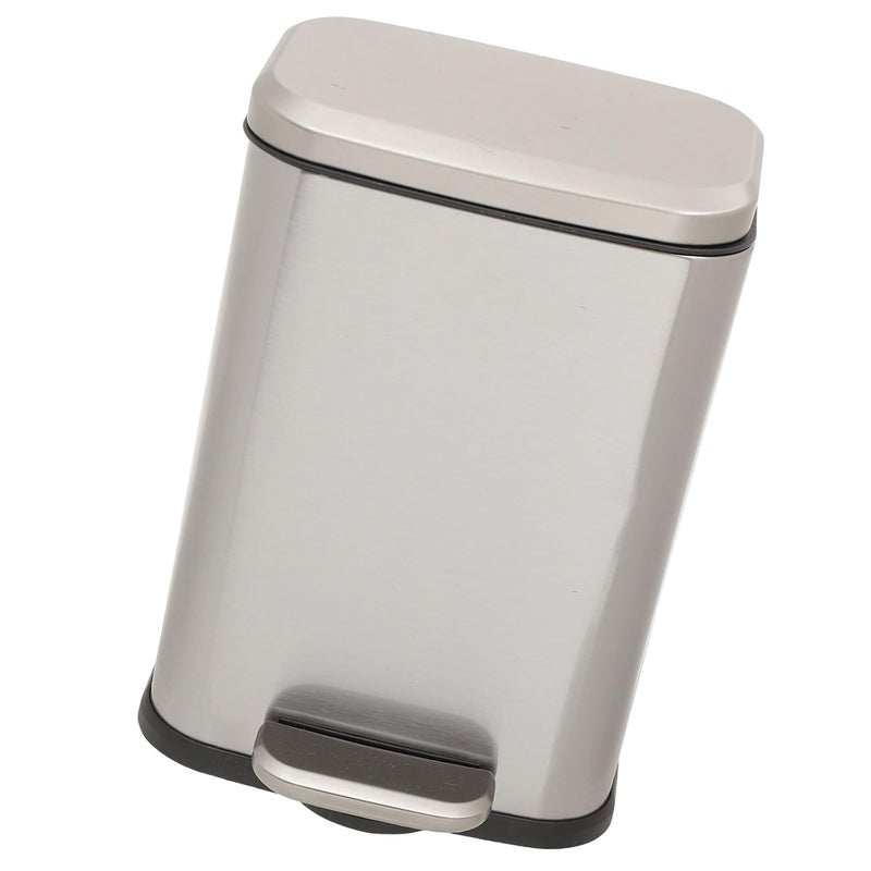 6l Stainless Steel Trash Can with Pedal, Lidded Kitchen Waste Bin for Home and Office, Rectangular Rubbish Container with Matte Silver Finish - Image 1