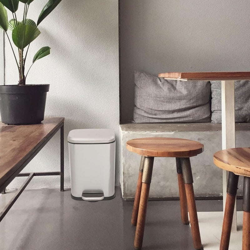 6l Stainless Steel Trash Can with Pedal, Lidded Kitchen Waste Bin for Home and Office, Rectangular Rubbish Container with Matte Silver Finish - Image 5