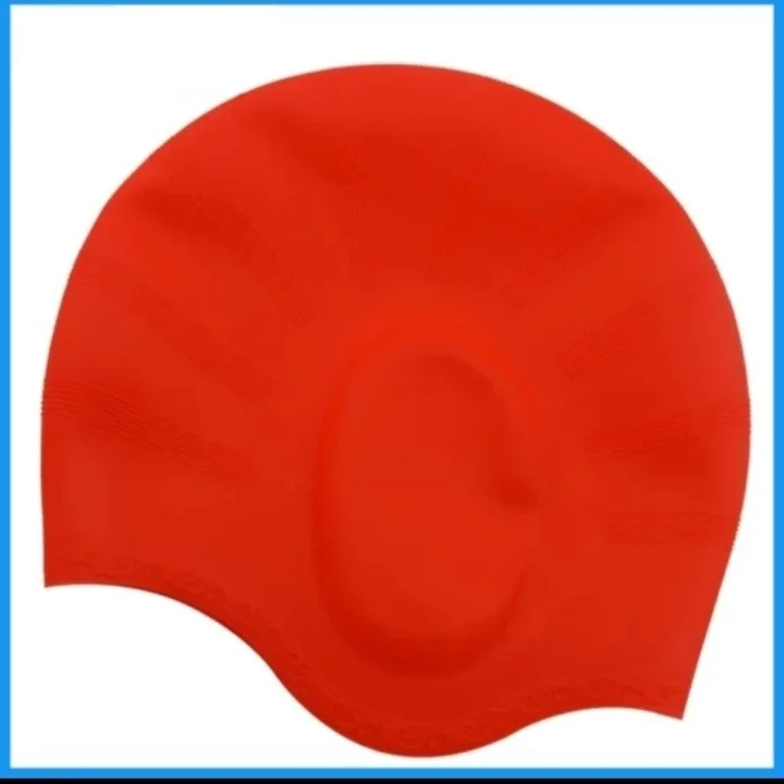 ELEVEN MARKETS Swimming Cap Red Swimming Cap with Silicone Ears