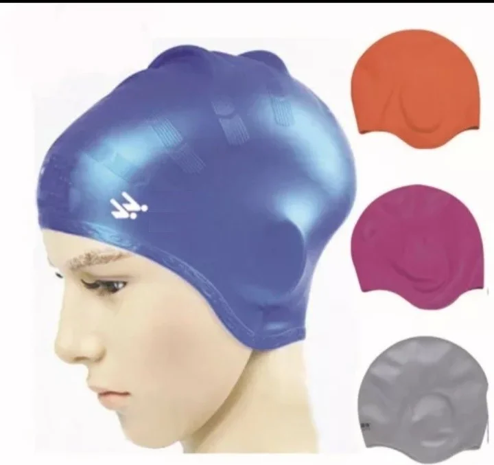 ELEVEN MARKETS Swimming Cap Red Swimming Cap with Silicone Ears