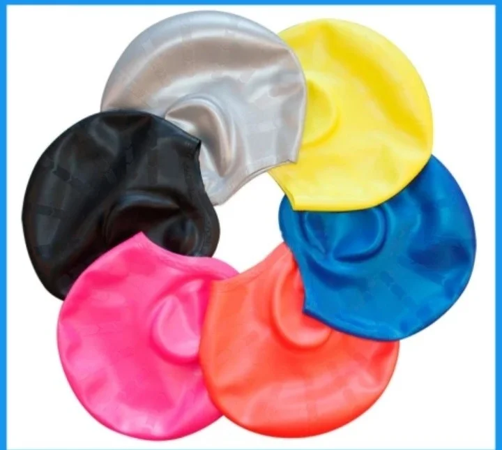 ELEVEN MARKETS Swimming Cap Red Swimming Cap with Silicone Ears