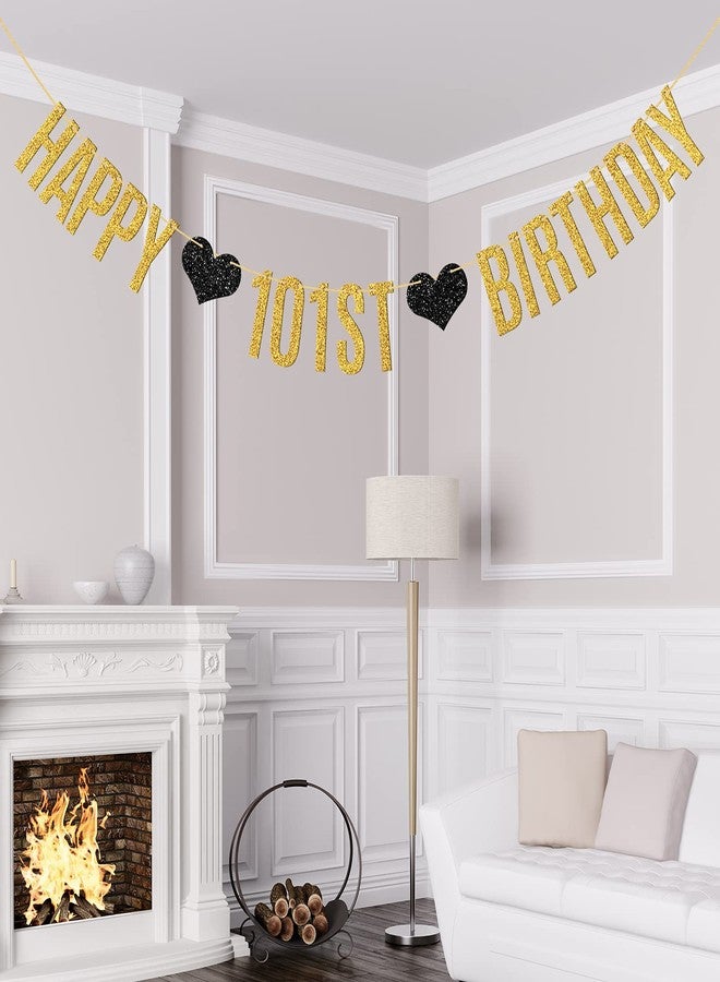 WeBenison Happy 101st Birthday Banner 101 Years Loved/Cheers to 101 Years Birthday Party Decoration Supplies/Gold Glitter - Image 4