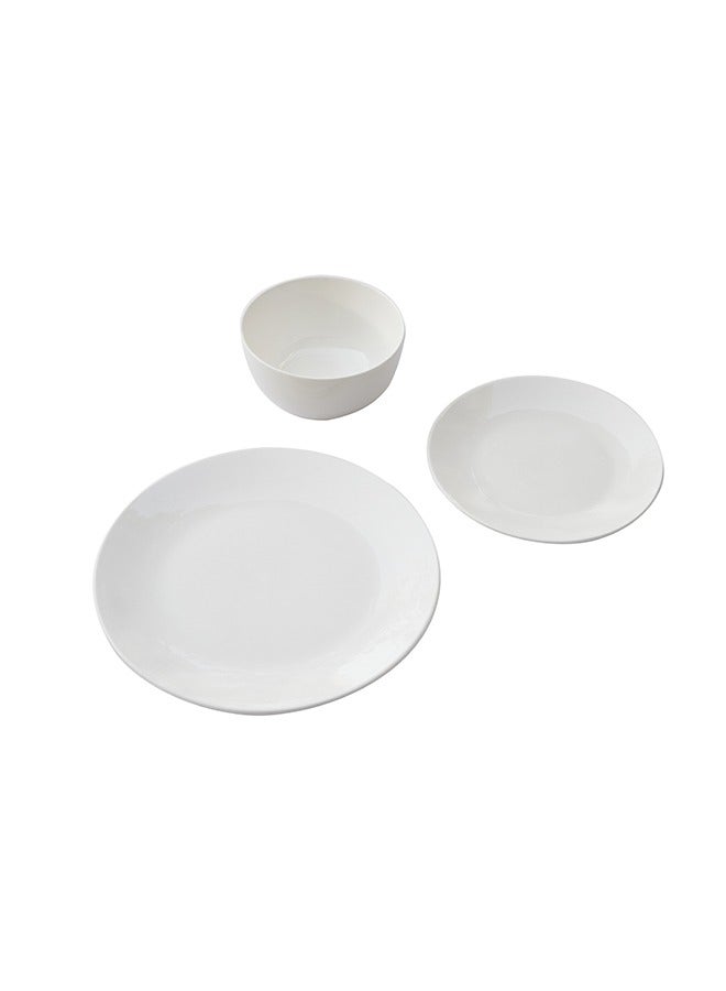 طقم سفرة عشاء بورسلين مكون من 18 قطعة باللون الأبيض؛ 6 صحون عشاء مقاس 10 انش، 6 صحون جانبية مقاس 7.5 انش، 6 زبديات مقاس 5.5 انش - Image 2