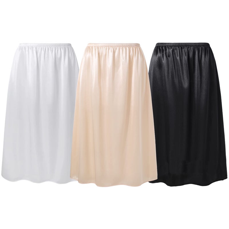 Coucoland Half Slips for Under Dresses - 24" White Black Nude Womens Underskirt Long Half Slip Women Under Dress Shirt Skirt Extender - Image 1