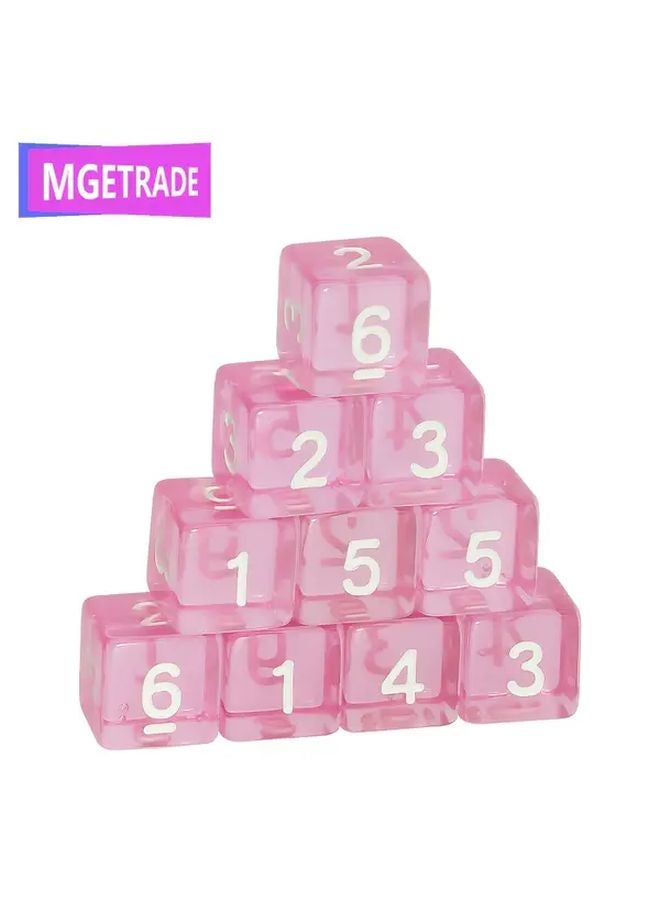 10 قطع من زهر D6 الوردي، مكعبات مرقمة بحجم 16 ملم لألعاب الطاولة وألعاب تقمص الأدوار مثل DD - Image 1