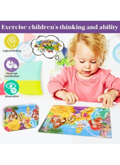 CMGTYYD Princess Puzzles for Boys and Girls, Educational Learning Puzzles in Tin Box, 60 Pieces Fairy Tale Characters Puzzles for Kids Ages 3-8  - Image 2