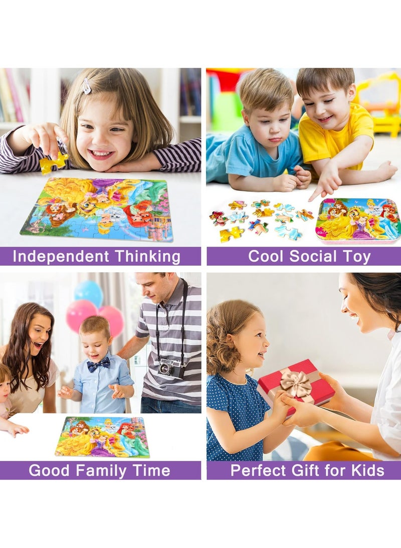 CMGTYYD Princess Puzzles for Boys and Girls, Educational Learning Puzzles in Tin Box, 60 Pieces Fairy Tale Characters Puzzles for Kids Ages 3-8  - Image 4