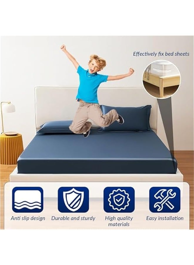 Beauenty Bed Sheet Holder Set with Lock Strips, Heavy Duty Bed Sheet Fasteners, Non-Slip Lock Sheet Clips, for All Size Mattress, Blankets, Bedding (white-4pcs) - Image 2